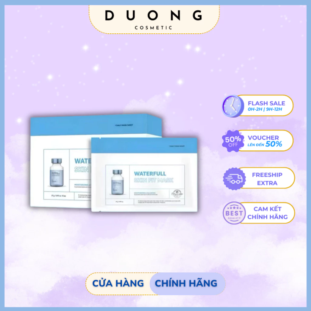 [DATE 2/2026] Hộp 5 miếng Mặt Nạ Giúp Giảm Sưng Viêm Mụn Wonjin Waterfull Skin Fit Mask Hàn Quốc