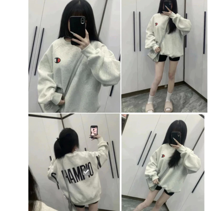 Áo Sweater Champion, Chất Liệu Nỉ Bông Cotton From Rộng Nam Nữ