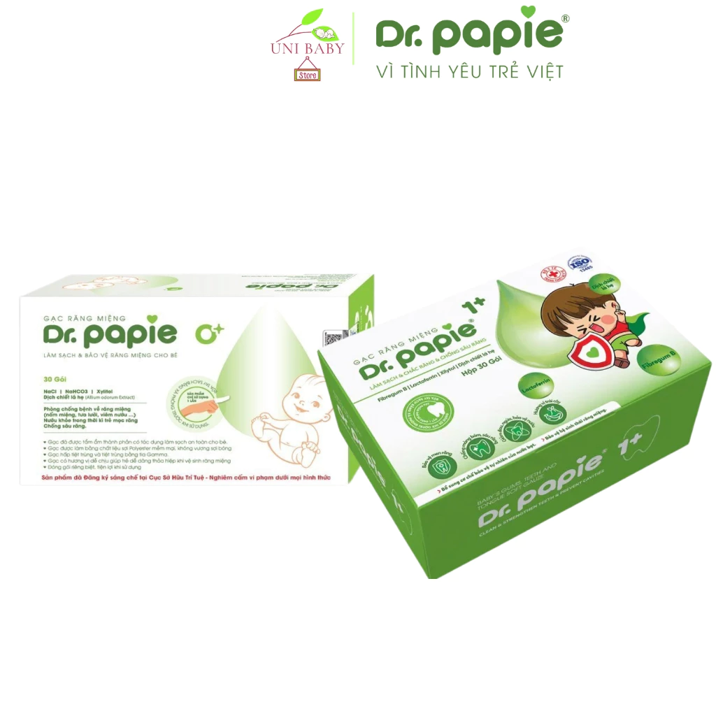 [Date mới] Rơ lưỡi cho bé Dr Papie vệ sinh răng miệng, Gạc rơ lưỡi Dr.papie 1+ cho bé từ 0 tuổi