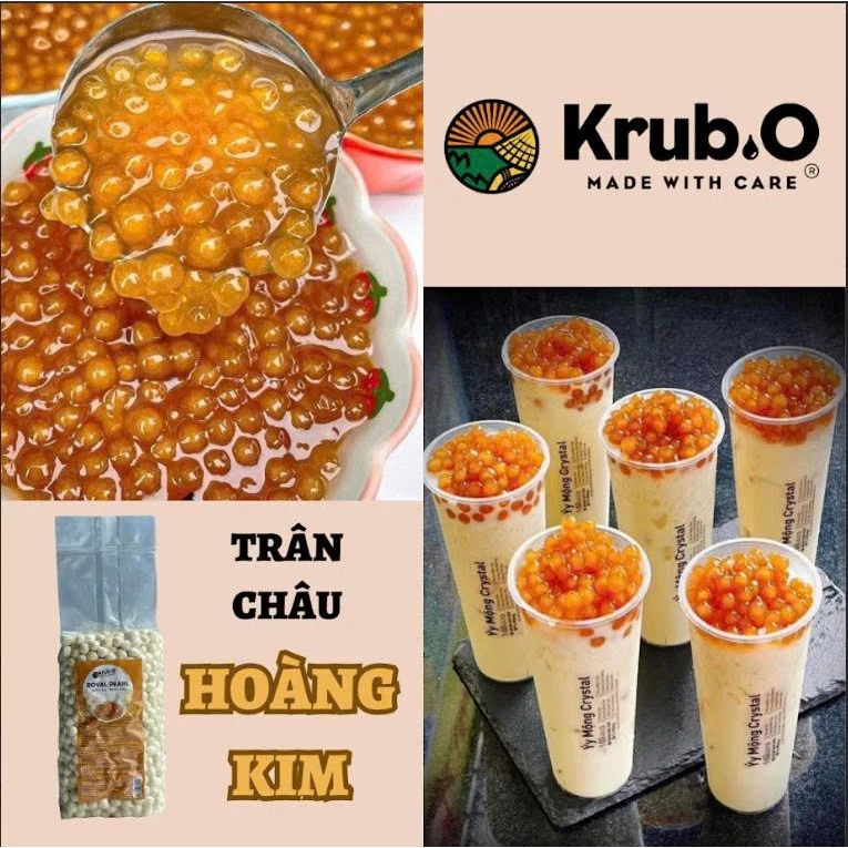 [Chính hãng]Trân châu hoàng kim, Trân châu hoàng kim mini, baby nấu 5p Krub.O - gói 1kg thùng 20 gói