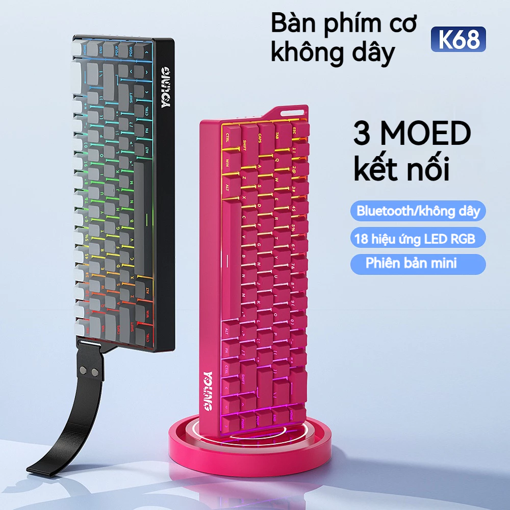 Bàn phím cơ không dây ONIKUMA K68 Bluetooth có dây không dây 2.4G K68/81/87 LED RGB Hỗ trợ hotwap Kết nối máy tính iPad