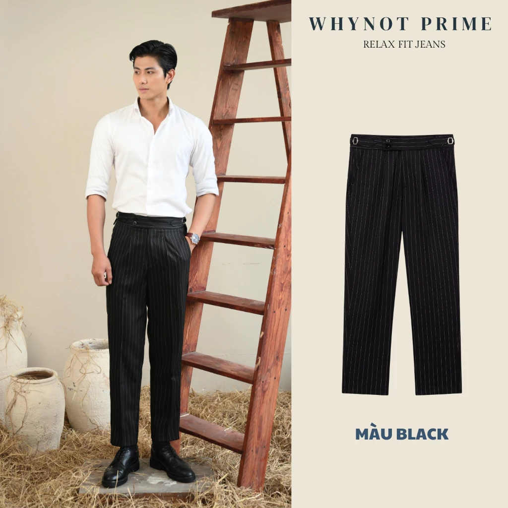 Quần Âu Nam Sidetab Kẻ Cao Cấp Màu Black | SideTab 2 Bên | Quần Âu Nam Form Slimfit 2 Màu Hottrend
