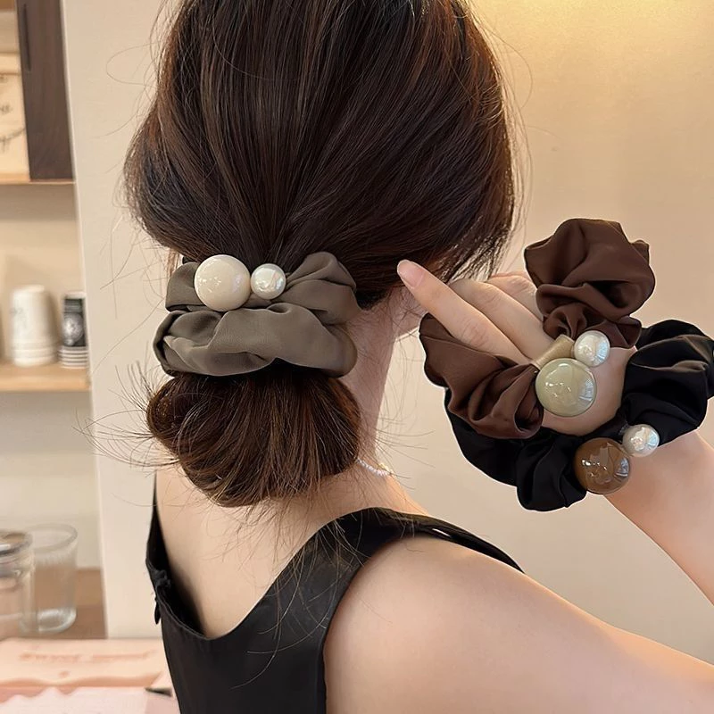 🌸 Dây Buộc Tóc Nữ 2024 – Scrunchie To Bản Gắn Ngọc Trai, Thun Cột Tóc Cao Cấp Không Hại Tóc 3478