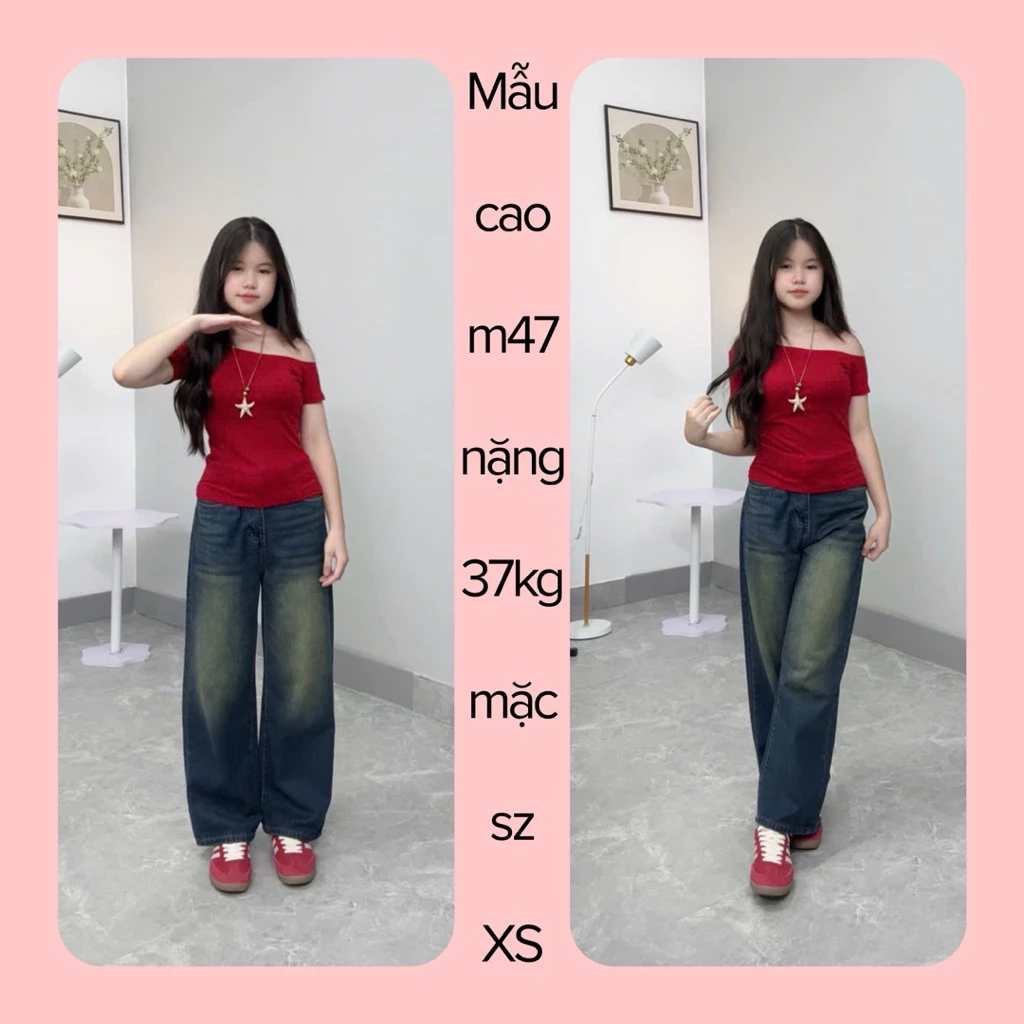 (SUÔNG NẤM LÙN) QUẦN JEANS NỮ ỐNG SUÔNG MÀU XANH ĐẬM PHỦ RÊU dành cho các bạn m42-m52