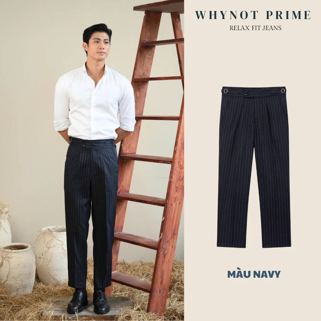 Quần Âu Nam Sidetab Kẻ Cao Cấp Màu Navy | SideTab 2 Bên | Quần Âu Nam Form Slimfit 2 Màu Hottrend