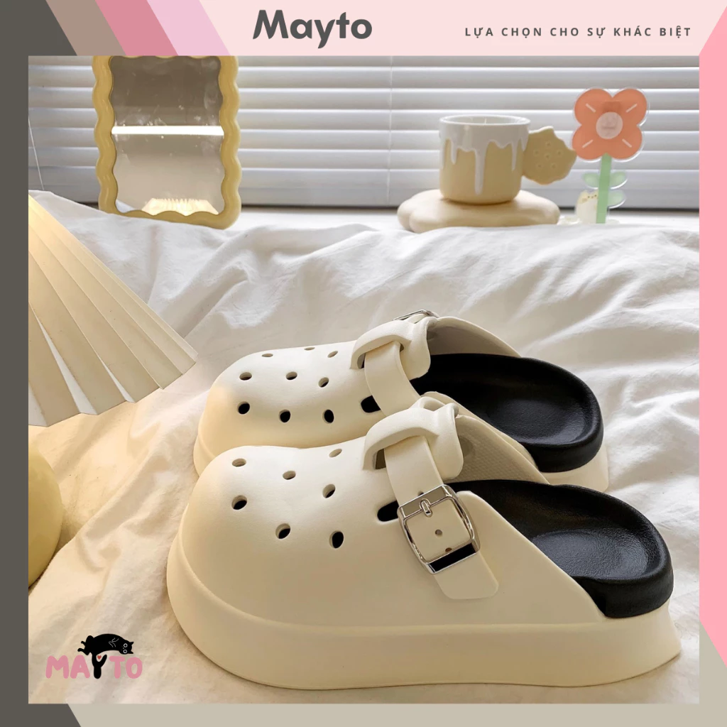 Dép sục nữ Mayto đế cao 5cm trơn SR V2 có quai hậu dễ thương năng động CS-196