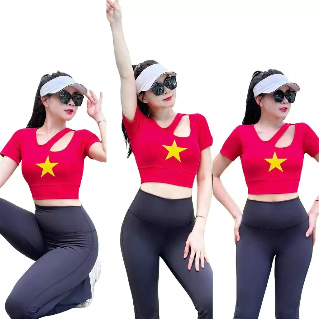 Áo bra, áo crotop in sao vàng có sẵn mút ngực YLYSPORT A20