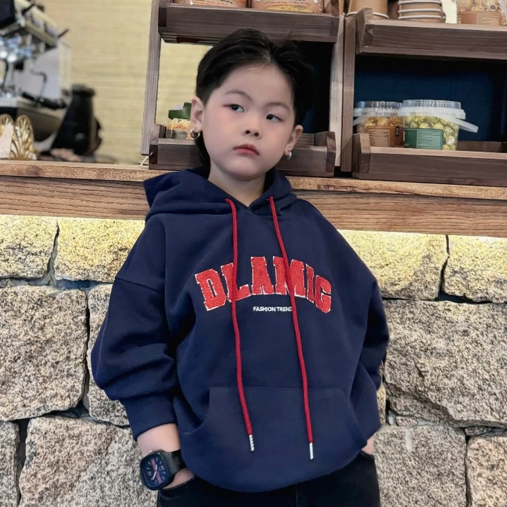Áo nỉ hoodie có mũ cho bé chất liệu nỉ 2 da dày dặn ấm áp , họa tiết chữ thêu nổi cao cấp size 30-60kg B0048