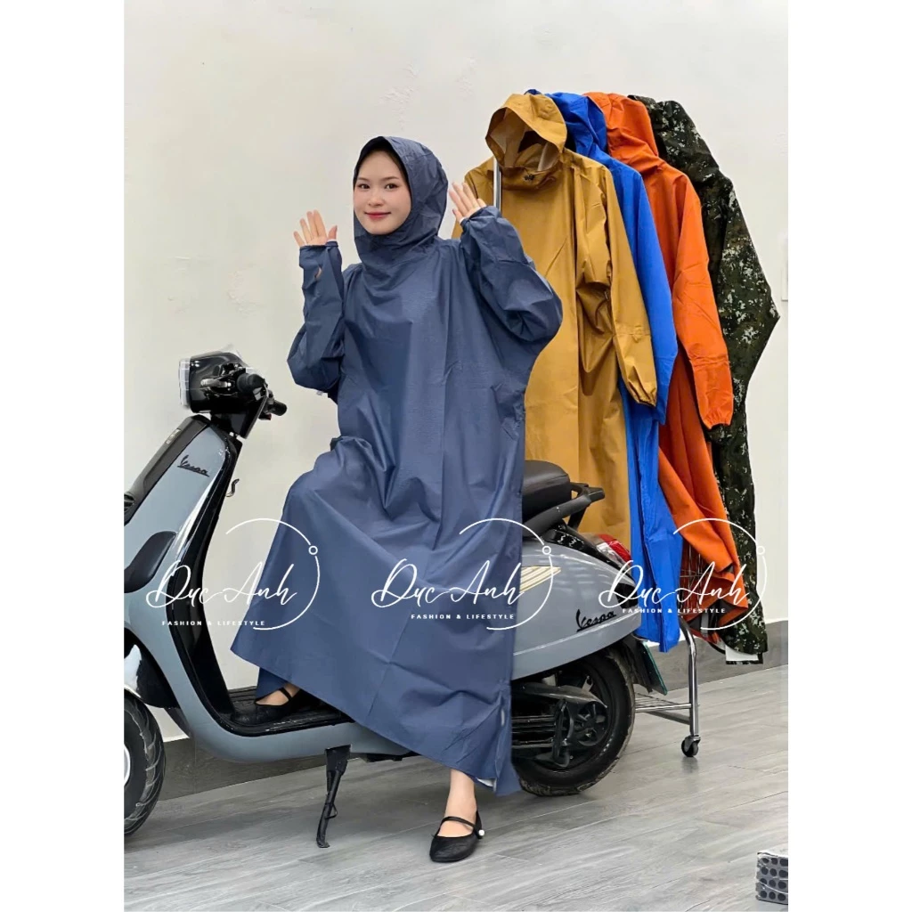 {Bán lẻ rẻ như bán buôn}Áo mưa choàng có tay 1 lớp, có khoá kéo điều chỉnh độ rộng siêu nhẹ có thể đi 2 người