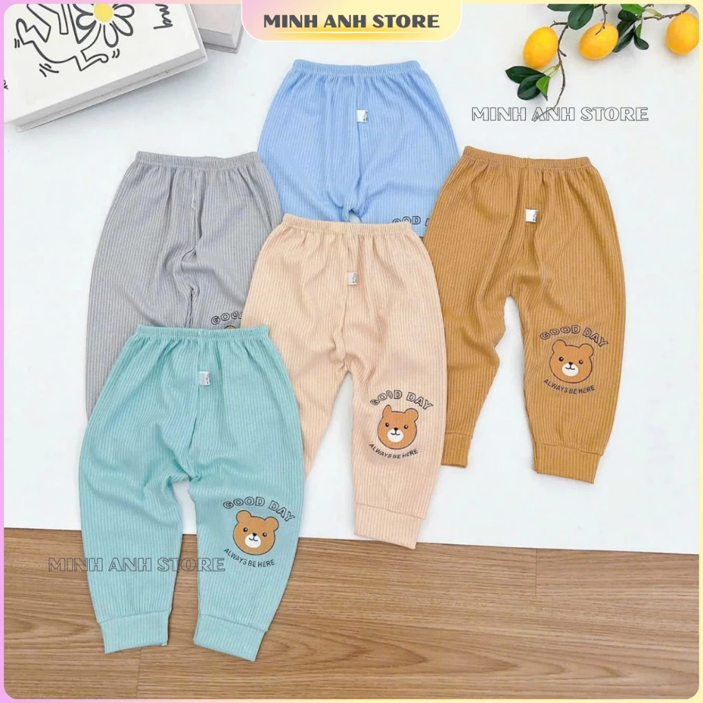 [Combo 5-10] Quần Dài Sơ Sinh Cho Bé Vải Tăm Lạnh Đóng Bỉm Thoải Mái Size Từ 3-13kg QTL01