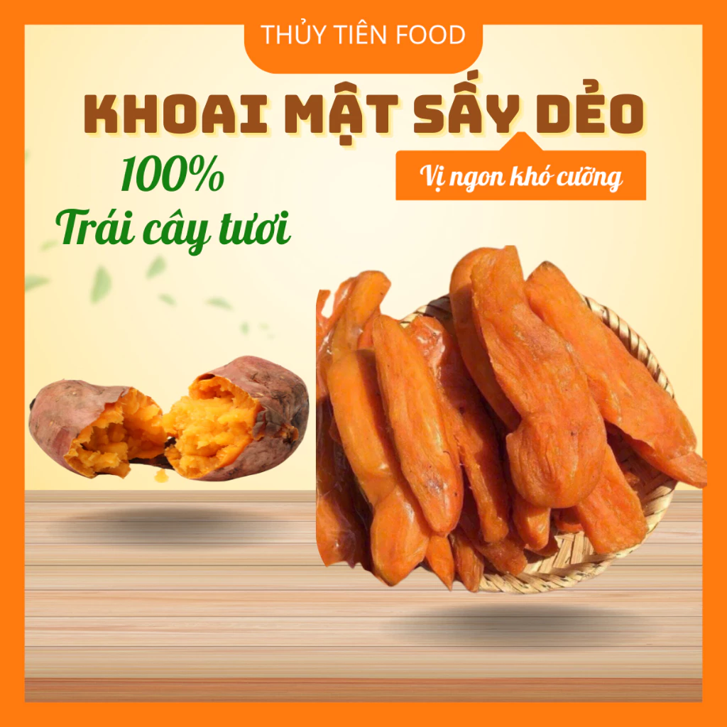 THUYTIENFOOD Khoai Lang Mật Đà Lạt Sấy Dẻo – Snack Ăn Vặt Healthy – Dẻo Ngọt Tự Nhiên – Túi 250gr/500gr