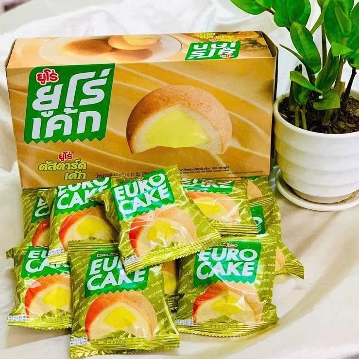 Hộp Bánh Trứng Euro Custard Cake Thái Lan 204g Thơm Ngon Mềm Mịn