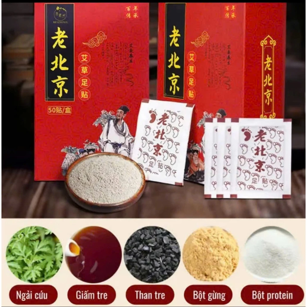 [ LOẠI 1 ] Miếng dán thải độc chân, hộp 50 miếng dán thải độc, cải thiện giấc ngủ, tê bì chân tay.
