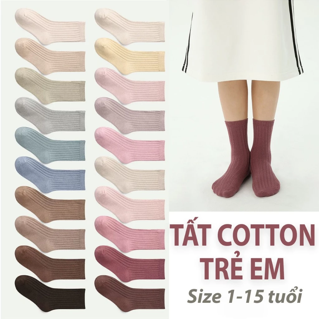 Tất cho bé COTTON Nguyên Sinh mềm nhẹ kháng khuẩn an toàn với trẻ nhỏ SET 5 ĐÔI cao cấp