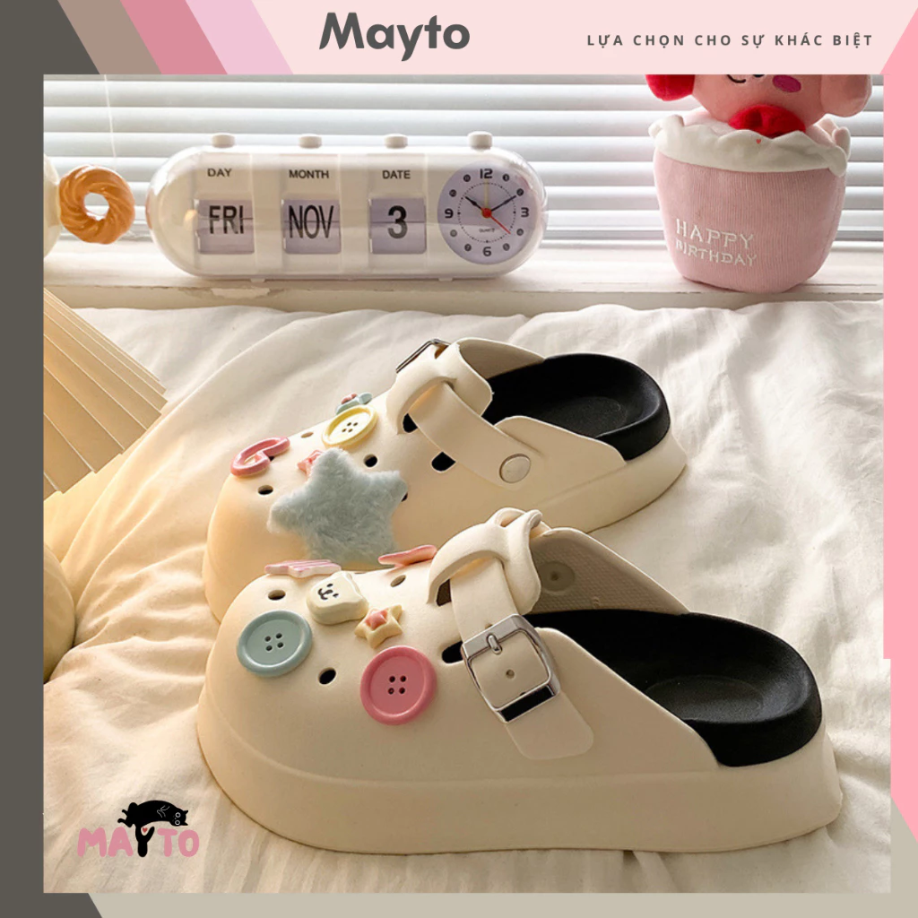 Dép nữ, dép sục Mayto đế cao 5cm kèm charm Ngôi sao SR V2 kiểu sandal dễ thương năng động CS-201