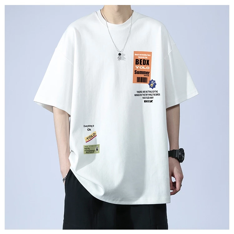 Áo thun HappyTee  - Áo nam Boy Phố BEDX YOLO  cotton 100 cao cấp 2 màu Đen Trắng.
