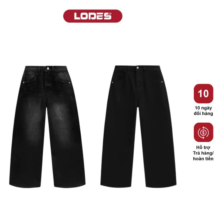 Quần Jean Ống Suông Rộng LODES CLUB Unisex nam nữ, Chất Liệu Denim Cao Cấp