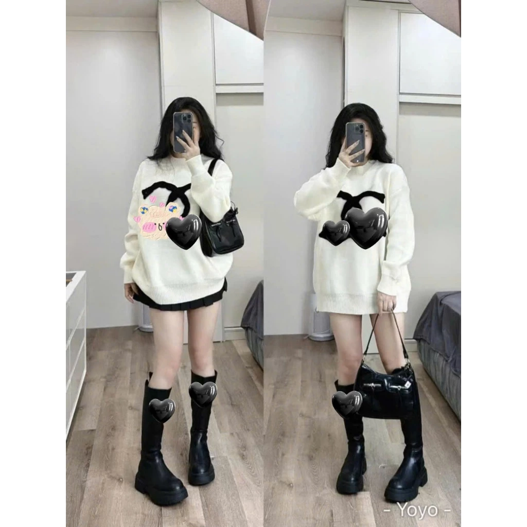 𝙃𝘼𝙉𝘼.𝘾𝙡𝙤𝙩𝙝// Áo Len Sweater X Form Rộng dáng Hàn Quốc chất Len Dệt Lông thỏ mềm mịn Khong Xù, Áo Len Form Rộng