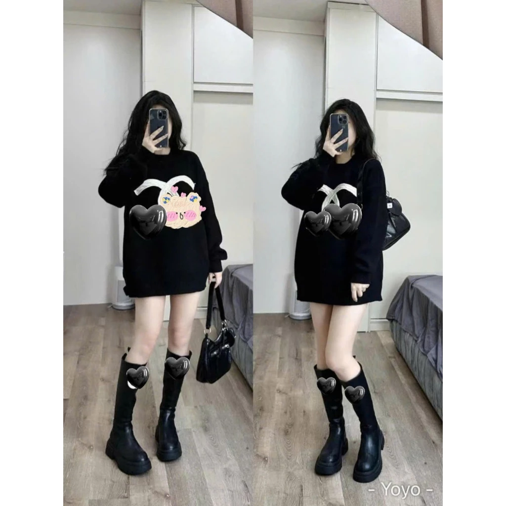 Áo Len Sweater X Form Rộng dáng Hàn Quốc chất Len Dệt Lông thỏ mềm mịn Khong Xù, Áo Len Form Rộng