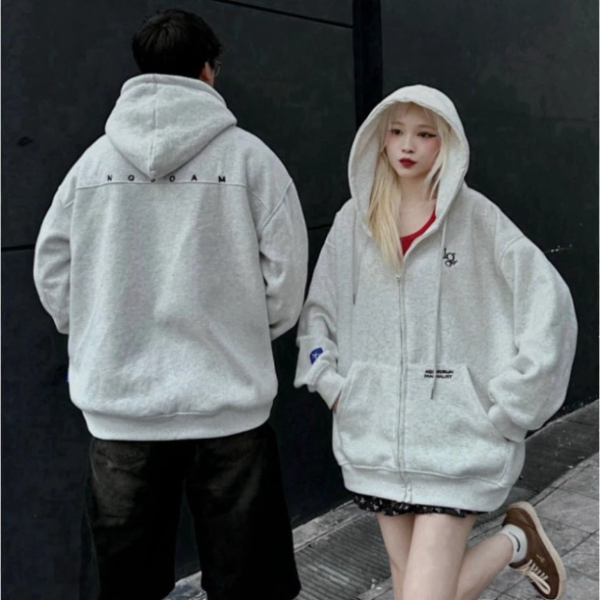 Áo Khoác Nỉ Hoodie Zip Thêu NQ30 AM Form Rộng Nam Nữ Unisex