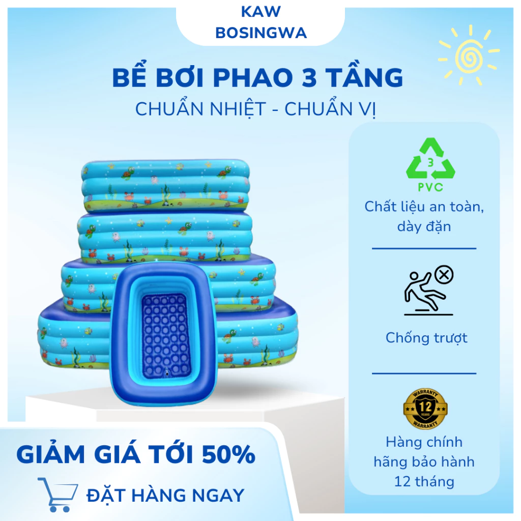 Bể Bơi Phao Bơm Hơi Có Đuôi Cho bé, Kích Thước Vừa, Dễ Dàng Sử Dụng, Có Nhiều Kích Thước Lựa Chọn