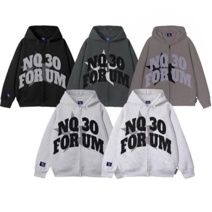 Áo Khoác Nỉ Hoodie Zip Form Boxy NQ30 FORUM Thêu Đắp Vải Form Rộng Nam Nữ UnisexX