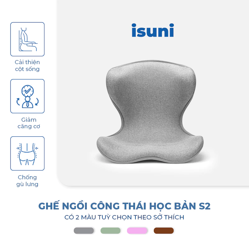 [BẢN VIP S2] Ghế Điều Chỉnh Tư Thế Ngồi Isuni Chống Gù Lưng, Ghế Công Thái Học Giảm Đau Mỏi Lưng