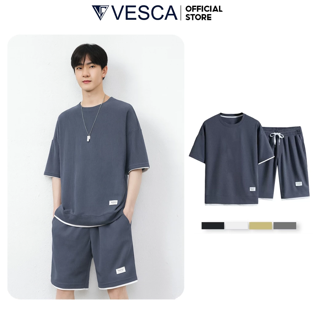 Bộ Quần Áo Nam Tổ Ong Phối Layer Nam Cao Cấp Thời Trang VESCA J7