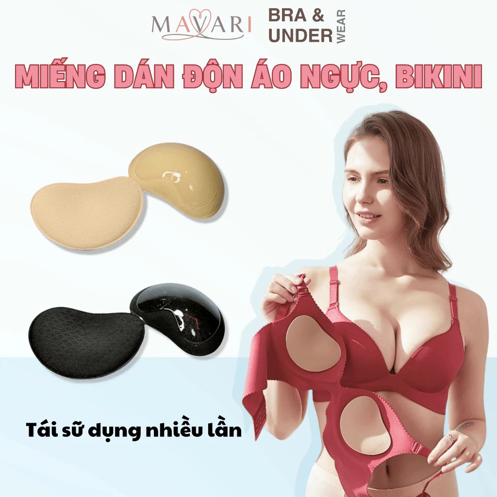 Miếng dán độn áo ngực bikini nâng ngực tạo khe mút độn keo dán dính chắc dùng nhiều lần AMYBRA D2001