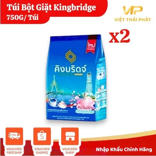 [ Combo 2 túi ] Bột giặt Kingbridge Sạch sâu thơm lâu | Việt Thái Phát - Hàng Thái chính hãng (750g/túi)