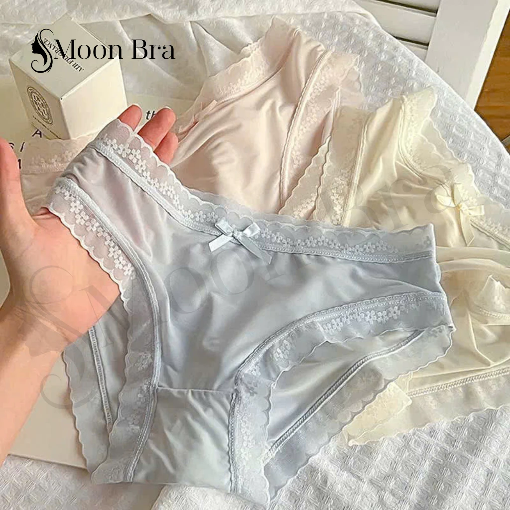 [QC271] (Set 3 - 5 - 10 quần) Quần lót nữ cotton su lụa siêu mỏng không lộ viền phối ren hoa thoáng khí