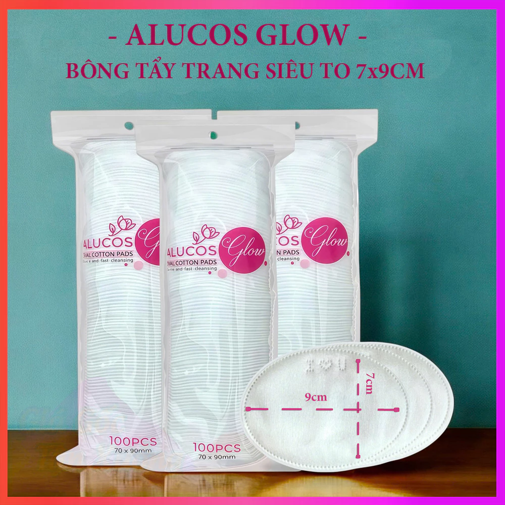 [Combo 03 gói 01 gói] Bông Tẩy Trang SIÊU TO Alucos Glow 100 miếng/gói