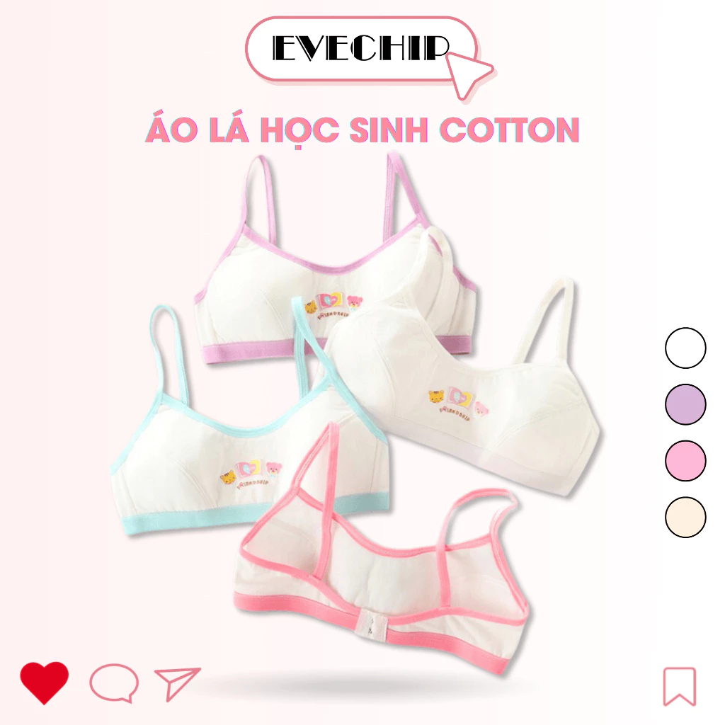 Áo Lá Bé Gái Tuổi Dậy Thì,Áo Lót Học Sinh Cotton Có Form Ngực Họa In Họa Tiết Dễ Thương EVECHIP B528