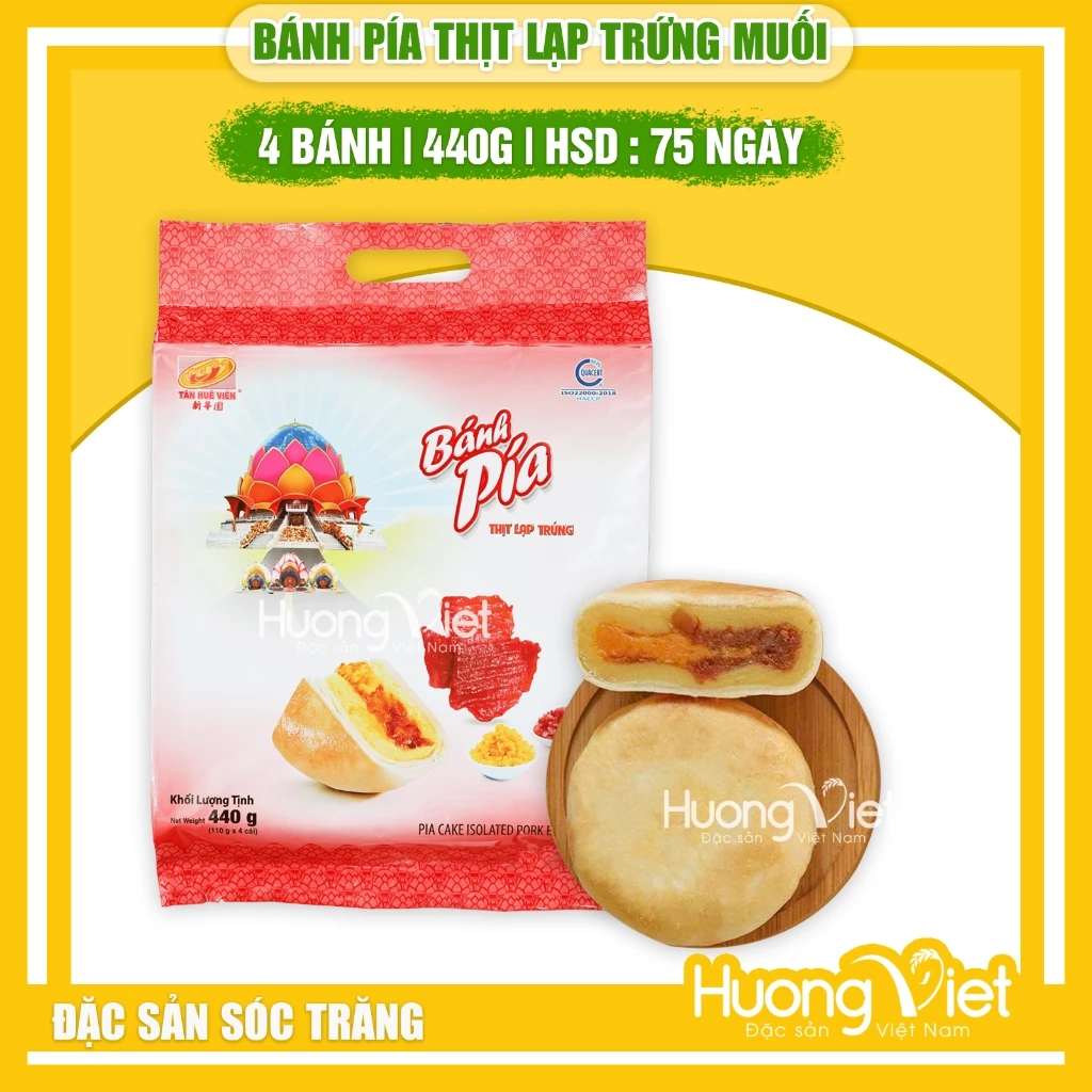 Bánh pía thịt lạp trứng muối Tân Huê Viên 440g [TÚI 4 BÁNH]