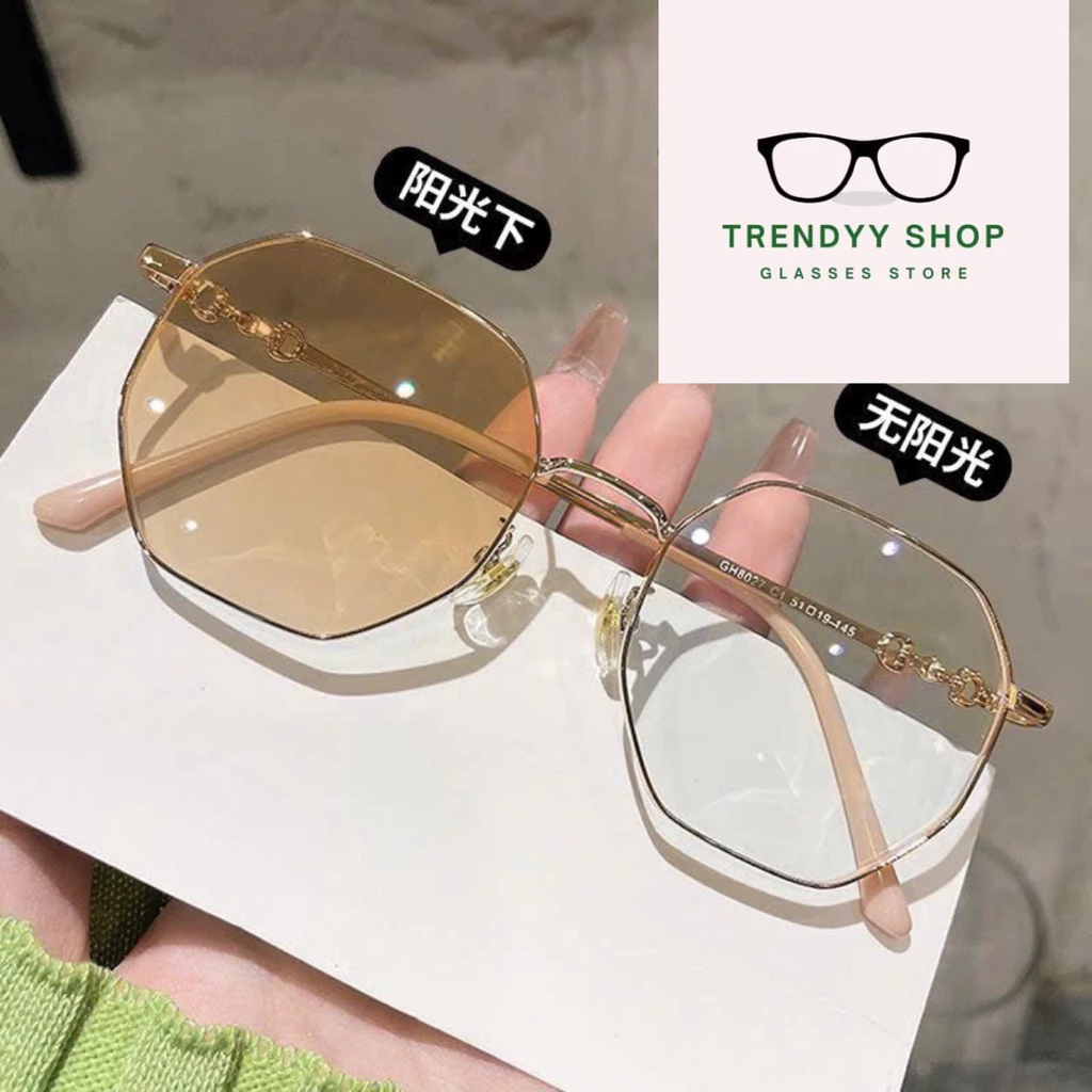 Kính Đổi màu khi ra nắng Kính nữ đổi màu trống tia Uv Gọng thay được mắt cận