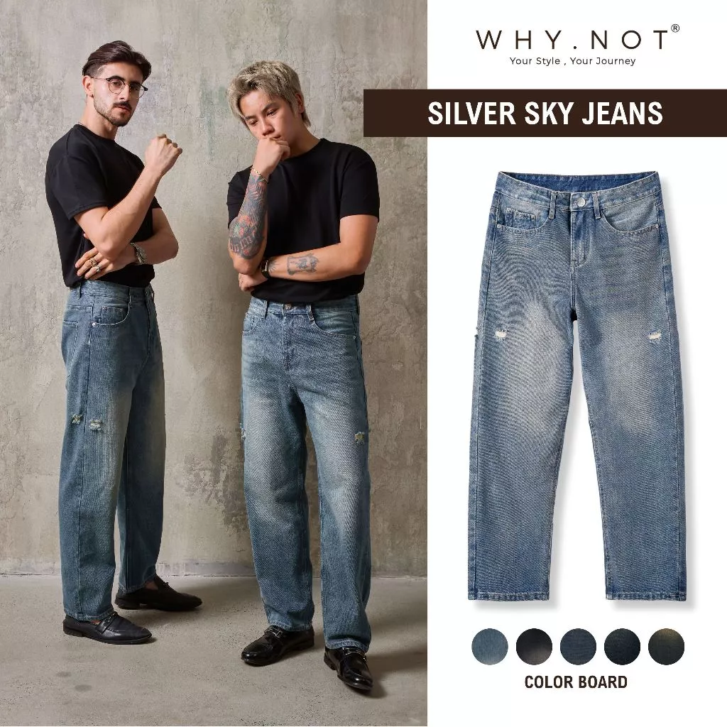 [CÓ BIGSIZE] Quần Jean Nam WHY.NOT SILVER SKY Jeans- Quần Nam Ống Rộng Nam WHY NOT Dáng Regular Fit