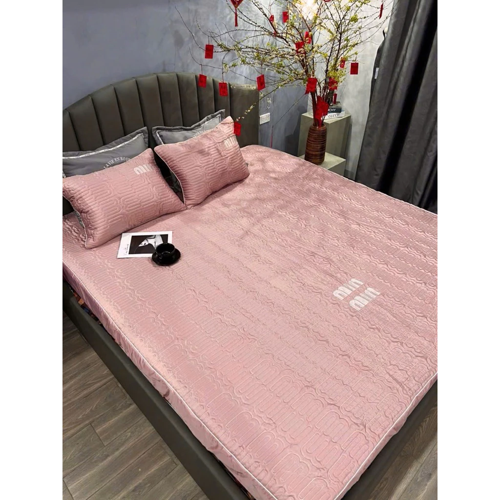 Bộ ga gối trần bông vải cotton lụa hàn quốc mềm mịn mát cao cấp , màu sắc vintage dễ dàng sử dụng