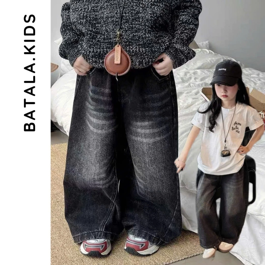 Quần jean Suông cho bé Batala kids (KQJ05) , quần bò dài ống đứng bé trai bé gái sành điệu xịn xò thu đông 2024