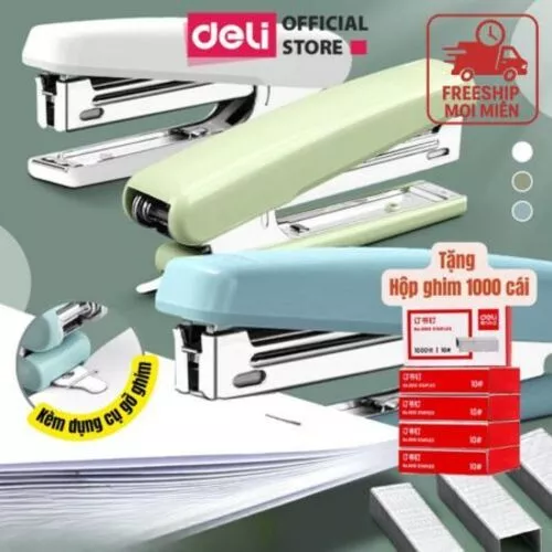 [TẶNG GHIM] Dập Ghim Mini Deli 30 Trang Ghim Bấm Giấy Số 10 Màu Pastel Dễ Thương Nhỏ Gọn Tiện Lợi Văn Phòng