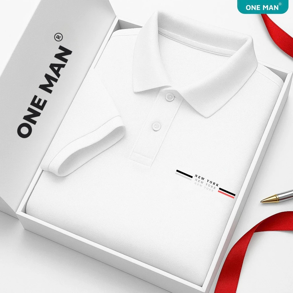 Áo polo nam cổ bẻ cao cấp ONE MAN  [Tặng kèm hộp] 100% cotton co giãn thoải mái, họa tiết in basic dễ phối đồ PL062