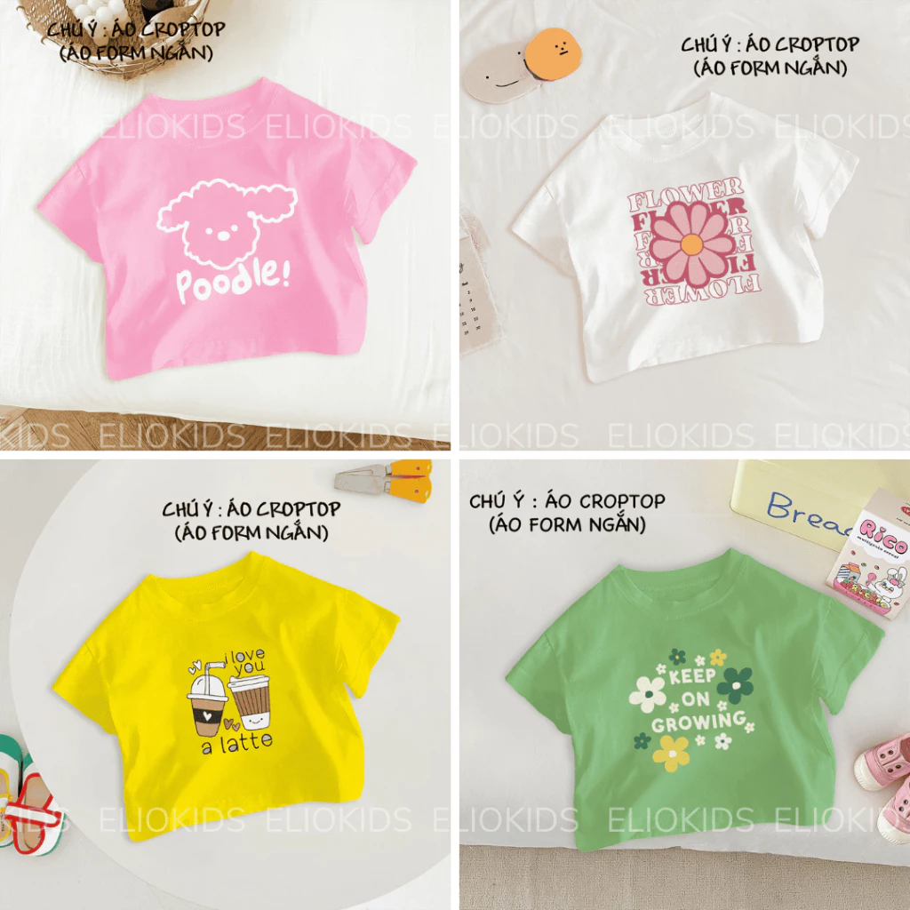 Áo thun CROPTOP bé gái, áo CROPTOP bé gái Elio từ 10kg đến 30kg CROPTOP105