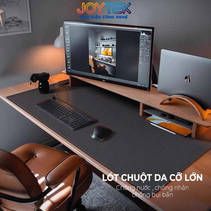 Tấm Lót Chuột Hai Mặt Da PU Cao Cấp - Lót Bàn Làm Việc Chống Nước - Kích Thước 80x40cm - Dễ Vệ Sinh, Có khoá