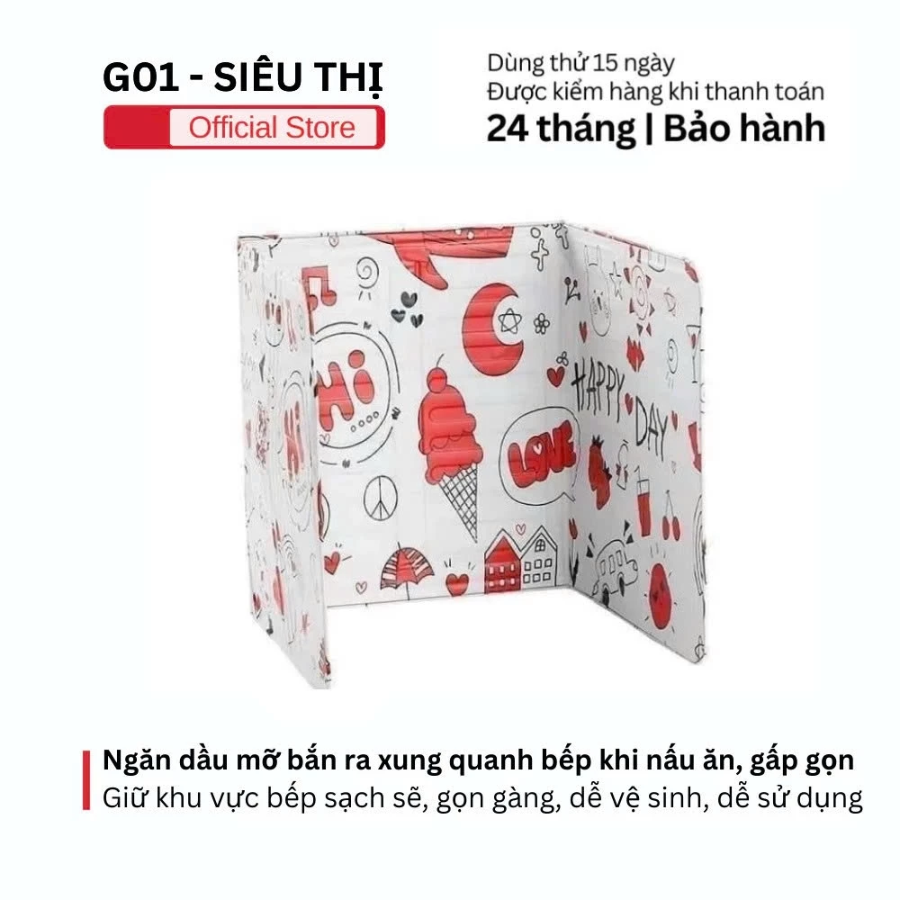 Combo 2 tấm chắn dầu mỡ bếp ga chống bắn tiện lợi gấp gọn, dễ vệ sinh, dễ dàng sử dụng