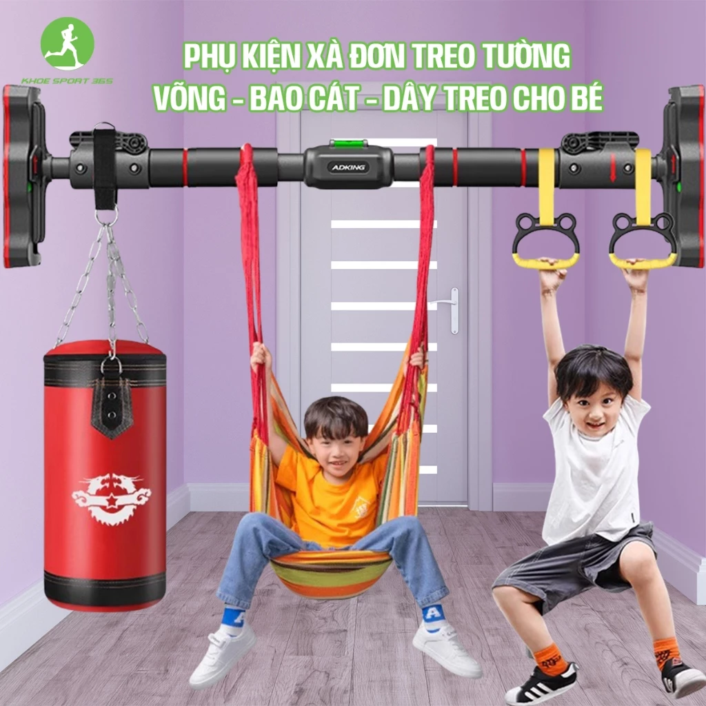Phụ kiện xà đơn treo tường, Võng treo xà đơn, Bao Cát treo xà đơn, Vòng treo xà đơn cho bé
