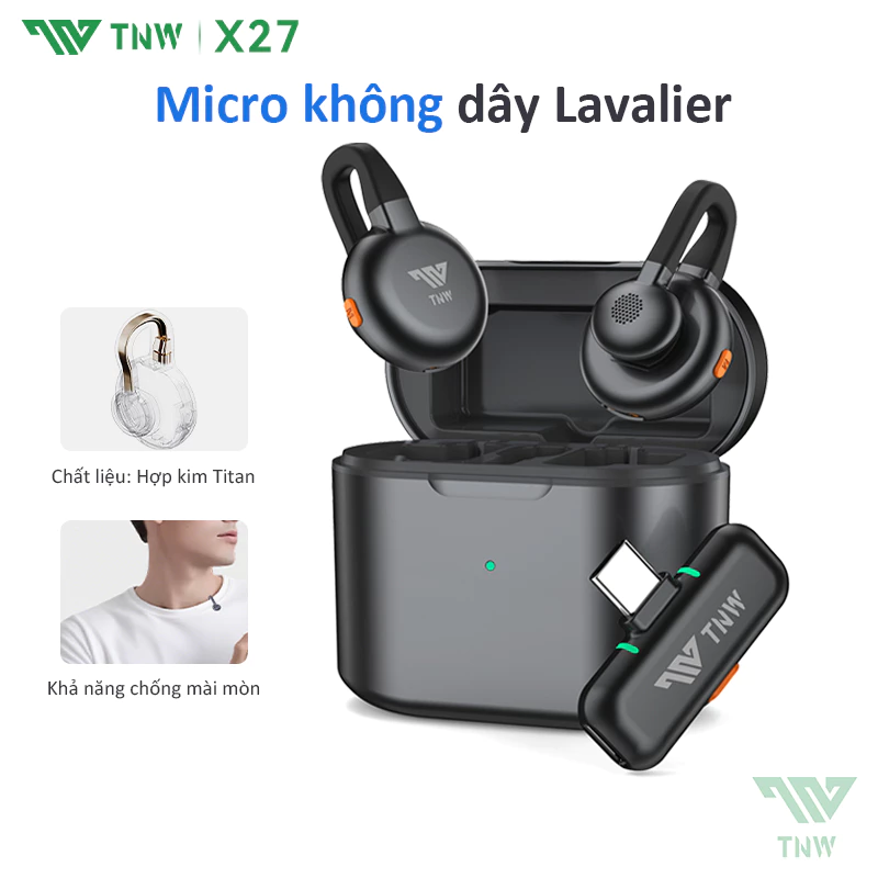 TNW X27 Mic thu âm không dây cài áo lọc tiếng ồn Micro không dây Mic thu âm quay video Livestream