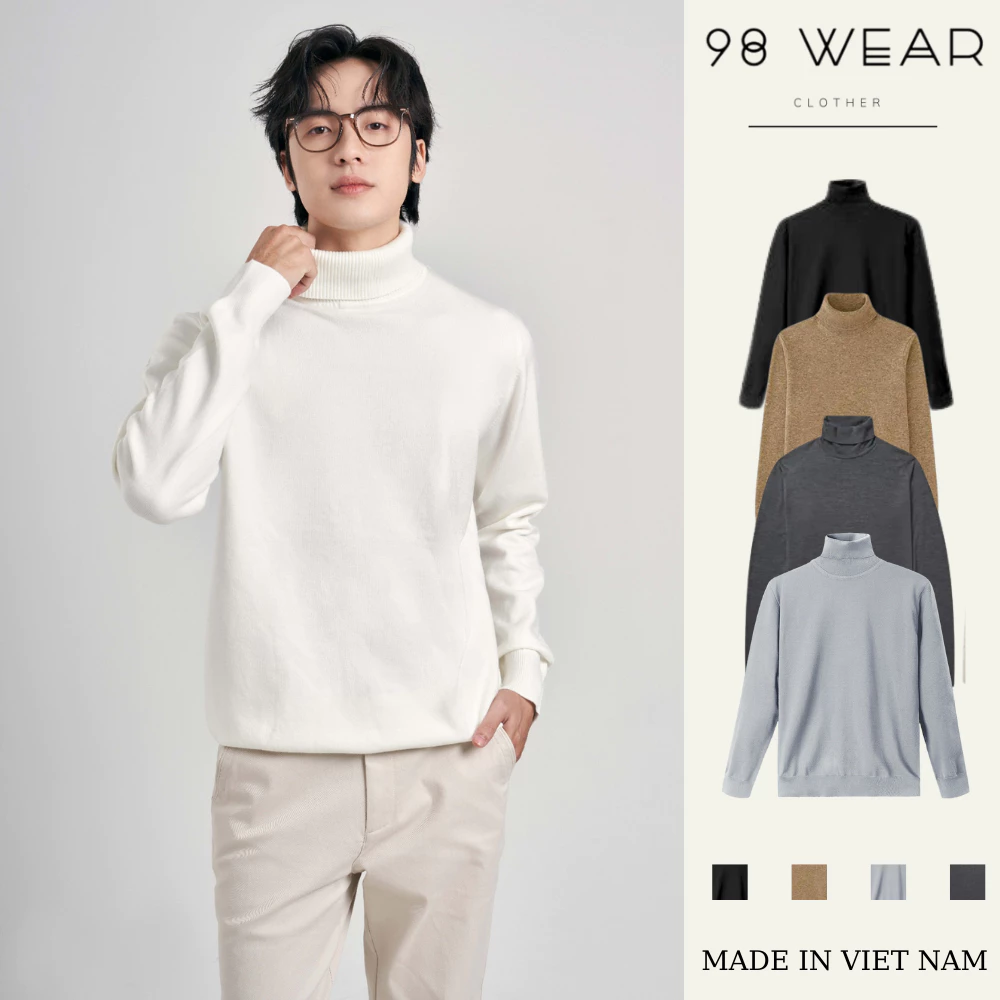 Áo len nam cổ lọ dài tay 98WEAR , Áo len cao cổ vặn thừng nhỏ phong cách Ulzzang hàn quốc