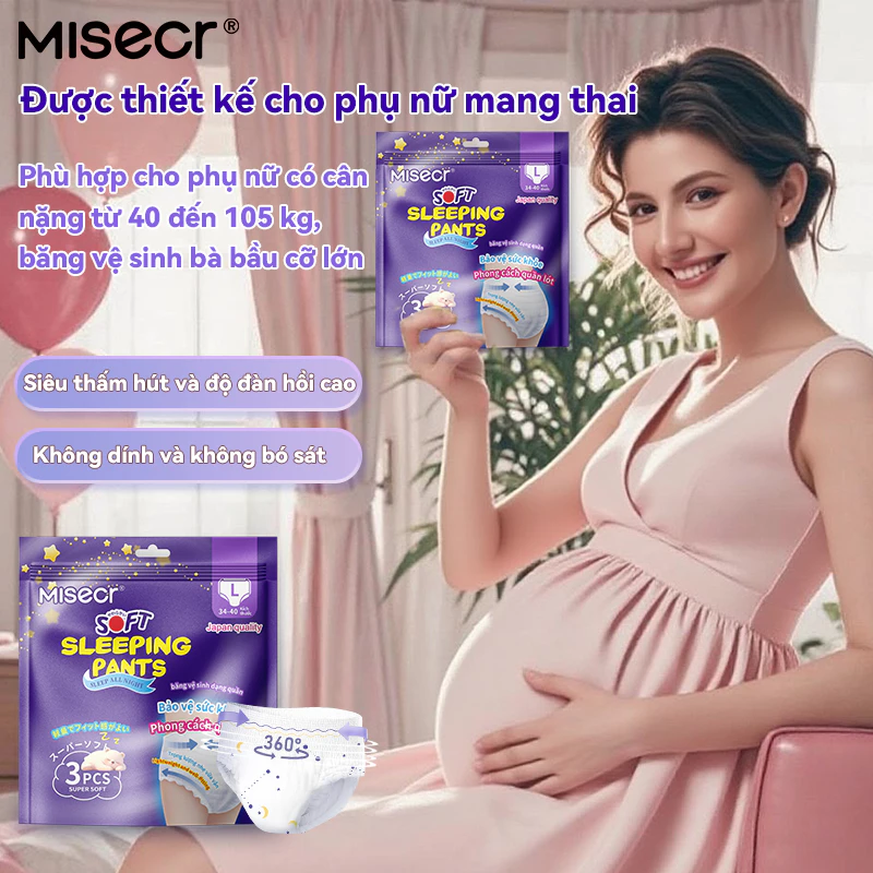 【Dành riêng cho các bà mẹ sau sinh】Misecr  5 gói /15 miếng Băng vệ sinh quần lót bà bầu,Chống rò rỉ bên hông