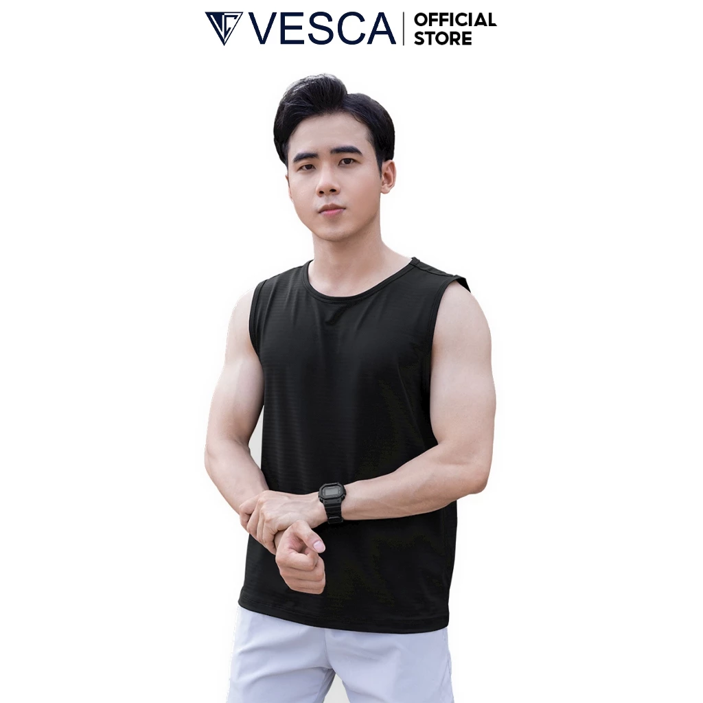 Áo Ba Lỗ Nam Sát Nách Thể Thao Chất Vải Co Dãn Mặc Nhà, Tập Gym Vesca B1