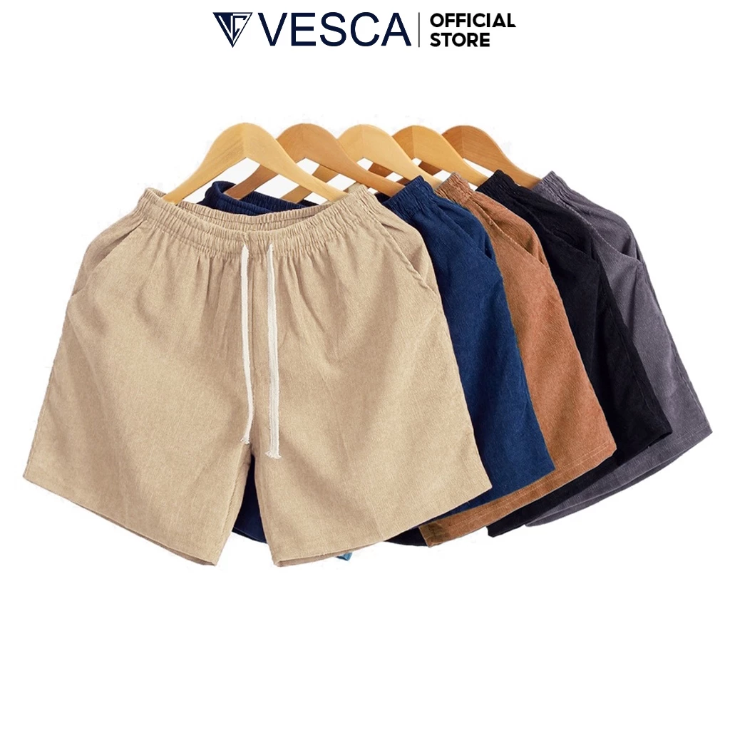 Quần Short Nam Trơn Nhung Tăm Dáng Trẻ Trung Form Regular VESCA H19