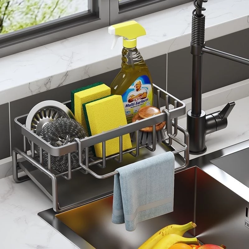 Giá Để Đồ Rửa Bát, Kệ Để Đồ Rửa Chén Có Khay Hứng Nghiêng Nước Có Móc Chất